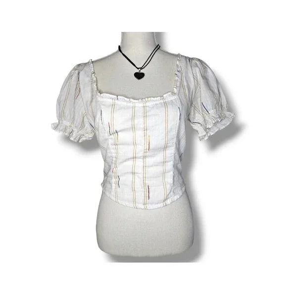 NWOT Free People White Striped Corset Top - Picture 3 of 10